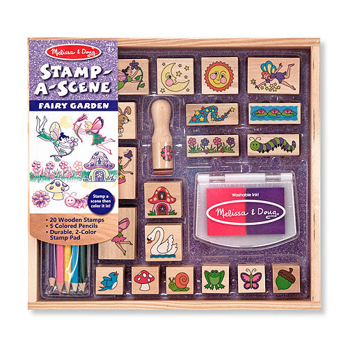 Melissa & Doug Stamp-A-Scene Fairy Garden Wooden Stamp Set